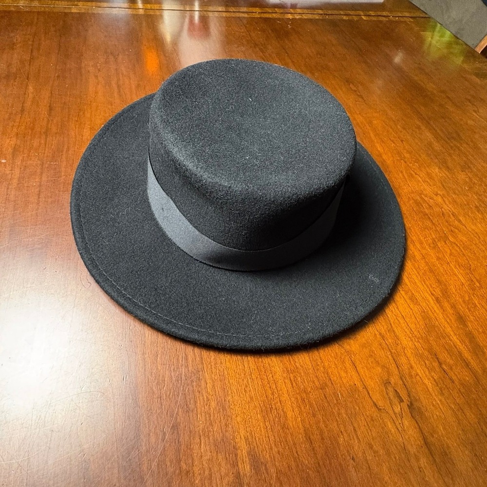 MAZ London 100% Wool Black Wide Brim Fedora Hat XL 61cm